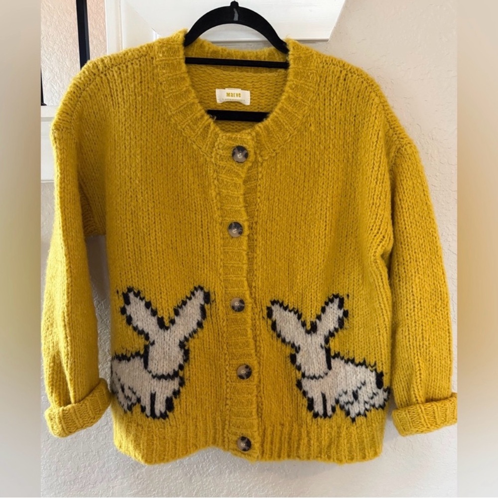 Yellow Maeve Bunny Cardigan Sweater - Picture 2 of 5
